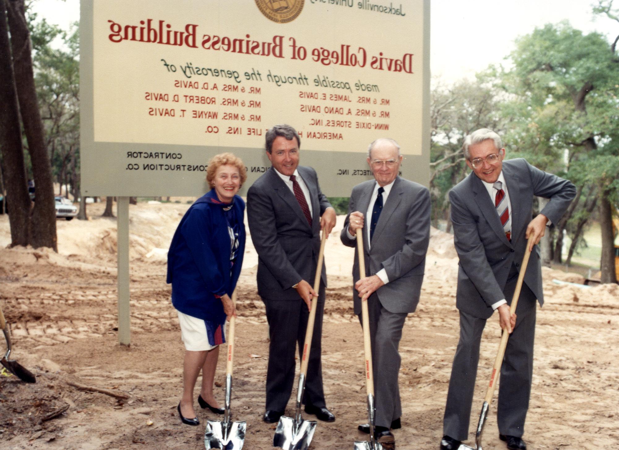 Dr. Francis Kinne breaking ground for the Davis College of Business building. 